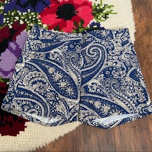 J.Crew Blue & Cream Paisley Cotton Blend Shorts Size 4